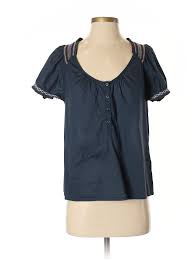 Details About American Eagle Outfitters Women Blue Short Sleeve Blouse Sm Petite