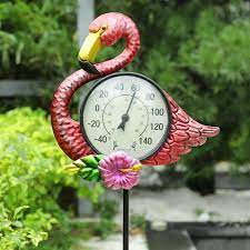 Tall Flamingo Outdoor Thermometer