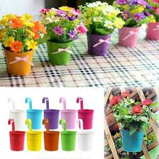 Double trouble or two's a crowd; Airyclub Colorful Metal Iron Flower Pots Hanging Balcony Garden Plant Planter Garden Decor