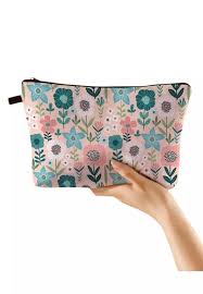 estilo flower print zipper makeup bag