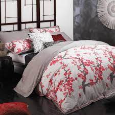 Sakura Red Double Bed Quilt Cover Set