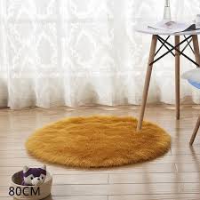 golden round faux fur rug luxury