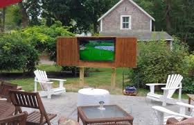Tvs are meant to be used inside houses or protected spaces where they won't be exposed to environmental factors such as wind, dust, moisture however, if you need to put a tv outside, you're going to need an external tv enclosure. Outdoor Tv Cabinet With Double Doors Downloadable Building Plan Diy Backyard