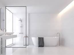 Minimal Style White Bathroom 3d Render