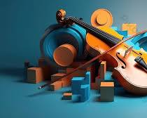 Image of Abstract music wallpaper with geometric shapes and musical elements