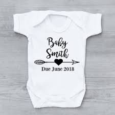 Details About Pregnancy Baby Announcement Baby Vest Grow Bodysuit Personalised Name And Date