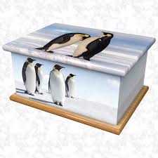 penguins ashes casket colourful