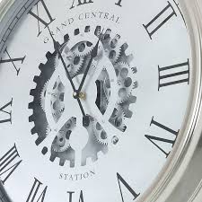 Silver Visible Moving Gears Wall Clock