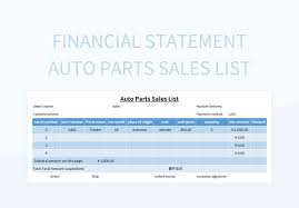 auto parts s list excel template