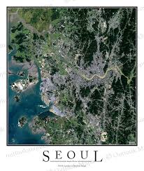 seoul korea satellite map print