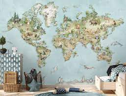 Watercolor Kids World Map With Soft
