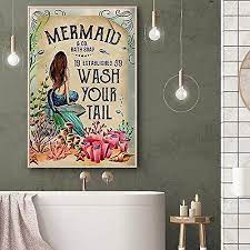 Mermaid Metal Signs Decorative Bathroom