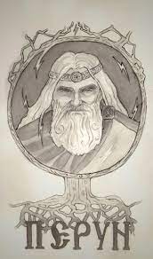 Иллюстрация Славянский бог Перун в стиле графика | Illustrators.ru