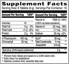 spirulina natural tablets 180t