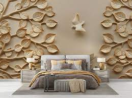 3d Look Tree Wallpaper Brown Beige