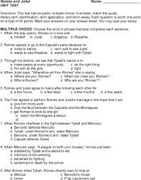 romeo and juliet unit test pdf multiple choice choose the word or phrase that best completes each sentence 1