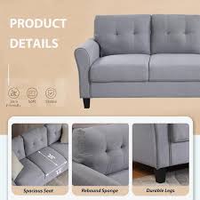 Harper Bright Designs 80 In Flared Arm 3 Piece 6 Seater Sofa Set In Bluish Light Gray