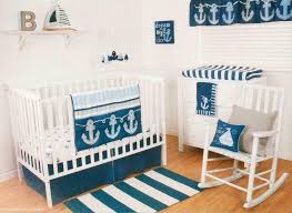 Crib Set Baby Blue Nautical Boys Stripe