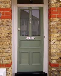 Etched Glass Front Door Painted Green