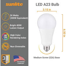 sunlite 300 watt equivalent a23 high output 4000 lumens non dimmable 120 277 multi volt led light bulb daylight 5000k 3 pack