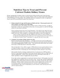 Diet For Kidney Stone Prevention Sample Free Download