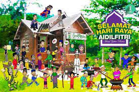 Celebrity pictures, creative arts and awesome pictures for your entertainment. Ijoicartoon Suasana Hari Raya Di Desa Poster Rumah Seni Kartun