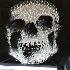 Mirror Skull Picture Floating Crystals