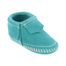 Infant Minnetonka Riley Bootie Size 1 M Turquoise Suede