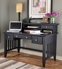 It offers a wide work surface with additional space. Home Styles Arts And Crafts Black Executive Desk With Hutch 2 Storage Drawers 5181 152 Homestyles