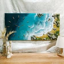 Resin Wall Clock With Ocean Waves