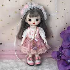 bjd doll 16cm doll pink lace dress