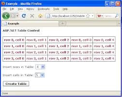 using table control in asp net