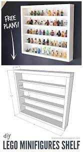 Corner display / book shelf note: Diy Lego Minifigures Shelf With Free Plans Lego Room Lego Shelves Lego Bedroom
