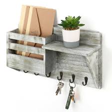 Key Hooks Shelf Mail Sorter Wooden