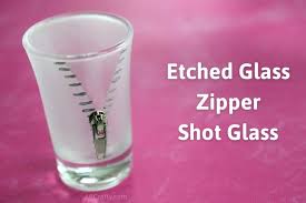 Etched Glass Zipper Shot Glass Step