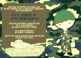 Nice Army Birthday Invitations Cute Soldier Party Uflage