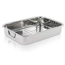 stainless steel roasting pan with rack