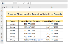 excel formula to change phone number
