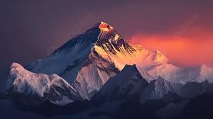 sunrise on the snowy peak of mount
