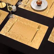 Set Of 6 Vintage Pvc Table Mats Gold