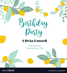 Party Or Birthday Invitation Template With Lemons