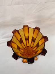Art Deco Amber Glass Vase Mrs Secondhand