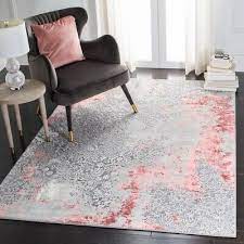 abstract sculptured pink gray area rug