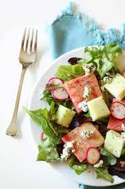 Arugula Salad With Watermelon And Blue Cheese gambar png