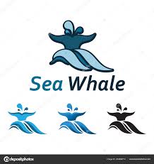 Whale Tail Ocean Wave Logo Template Stock Vector