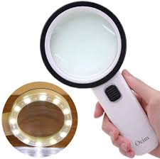 Amazon Com Magnifying Glass With Light 30x High Power Jumbo Lighted Magnifier Lens For Seniors Reading Small Print Stamps Map Inspection Macular Degeneration Camera Photo