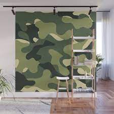 Camouflage Camo Green Tan Pattern Wall