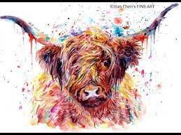 Fine Art Painting Highland Cow Head