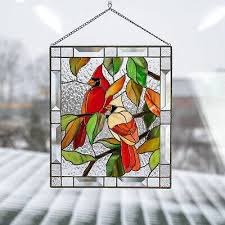 Cardinal Stained Window Panel Glass