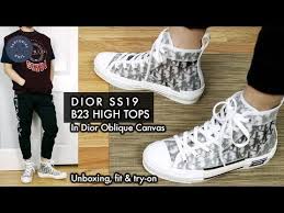 Dior Homme B23 Ss19 Summer 2019 High Top Sneakers In Oblique Unboxing By Kim Jones